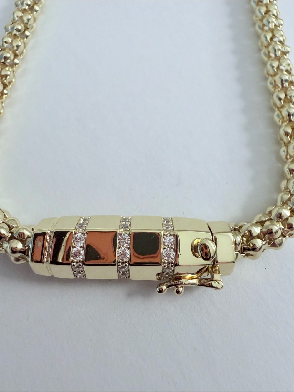 Very Unique! Multi-Stone Accent Chain Necklace 16” and 14k gold plated. NEW! - Picture 4 of 5